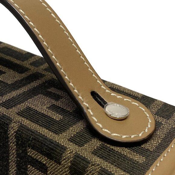 Auth FENDI Baguette Soft Trunk/Zucca Pattern 7VA565 Dark Brown Beige Jacquard - Picture 11 of 16